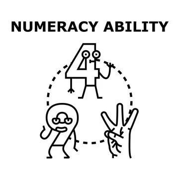 Numeracy ability concept with counting and numbers Stock Illustration