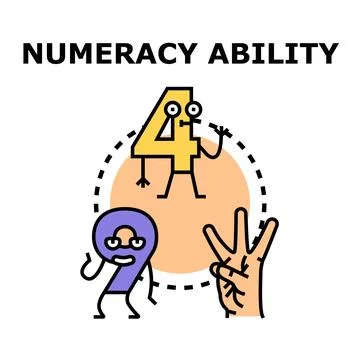 Numeracy ability concept with counting and numbers Stock Illustration