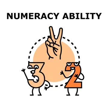 Numeracy ability concept with numbers and hand gesture イラスト素材
