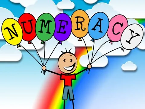 Numeracy balloons showing numeric digits and numeral Stock Illustration