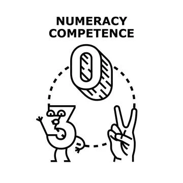 Numeracy competence developing mathematical and counting skills Stock Illustration