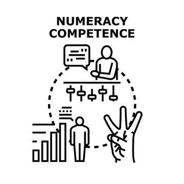 Numeracy competence developing mathematical skills and learning Stock Illustration