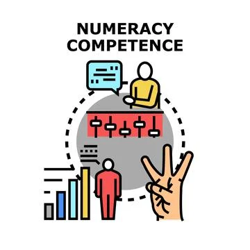 Numeracy competence developing mathematical skills and learning Stock Illustration