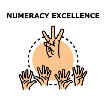 Numeracy excellence concept with hands raising up Stock Illustration