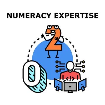Numeracy expertise development and binary coding concept Illustrazione stock