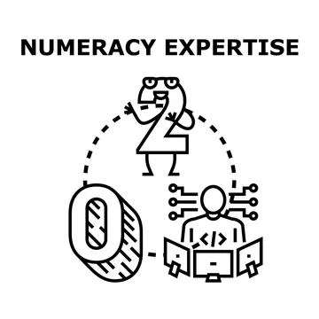 Numeracy expertise development and binary coding concept 库存插图