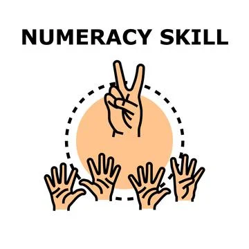 Numeracy skill development with counting hands illustration Stock Illustration