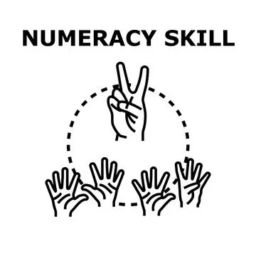 Numeracy skill development with counting hands illustration Illustrazione stock