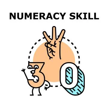 Numeracy skill development with counting numbers and hand gesture Stock Illustration