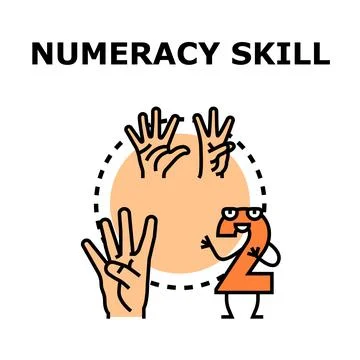 Numeracy skill learning by counting fingers concept Stock Illustration