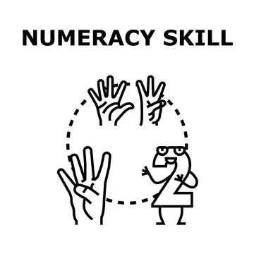 Numeracy skill learning by counting fingers concept Stock Illustration