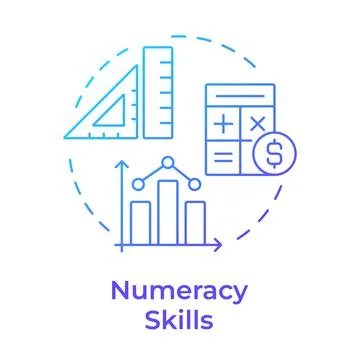 Numeracy skills blue gradient concept icon Illustrazione stock