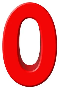 Numeral 0, zero, isolated on white background, 3d render Ilustração Stock