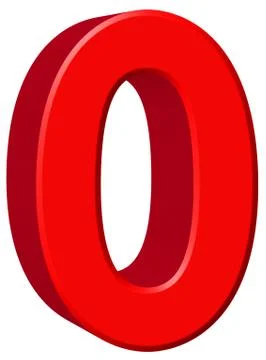 Numeral 0, zero, isolated on white background, 3d render Stock Illustration