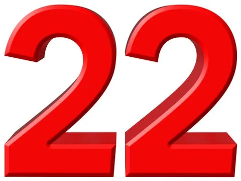 Numeral 22, twenty two, isolated on white background, 3d render 스톡 일러스트