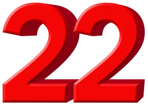 Numeral 22, twenty two, isolated on white background, 3d render 스톡 일러스트