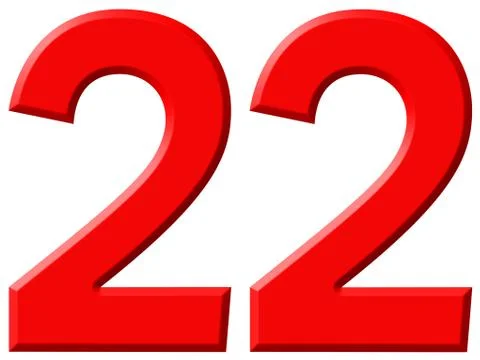 Numeral 22, twenty two, isolated on white background, 3d render 스톡 일러스트