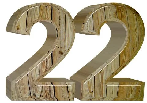 Numeral 22, twenty two, isolated on white background, 3d render Illustrazione stock