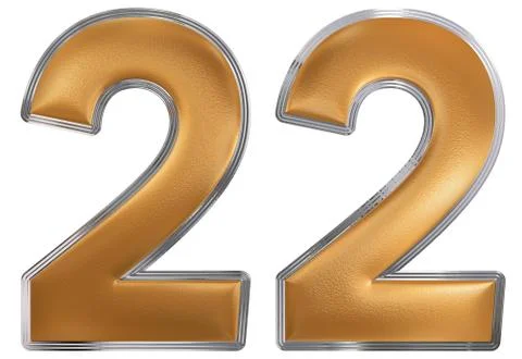 Numeral 22, twenty two, isolated on white background, 3d render Illustrazione stock