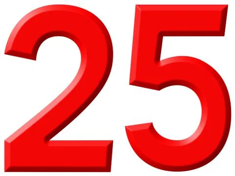 Numeral 25, twenty five, isolated on white background, 3d render 스톡 일러스트