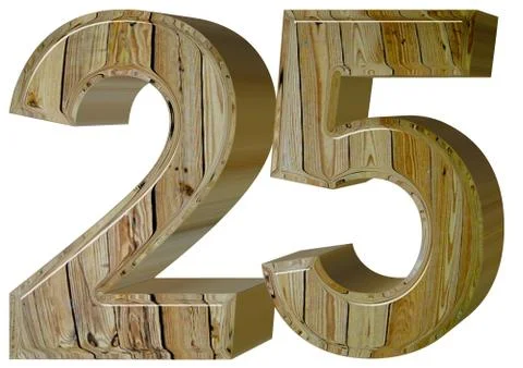 Numeral 25, twenty five, isolated on white background, 3d render Illustrazione stock