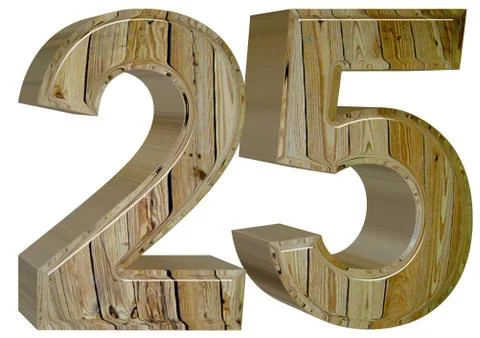 Numeral 25, twenty five, isolated on white background, 3d render Stock Illustration