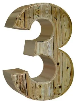 Numeral 3, three, isolated on white background, 3d render Illustrazione stock
