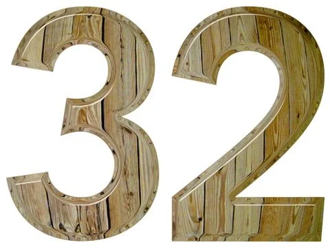 Numeral 32, thirty two, isolated on white background, 3d render Illustrazione stock