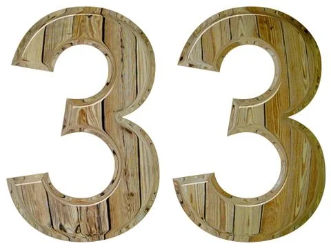 Numeral 33, thirty three, isolated on white background, 3d render Stockillustratie