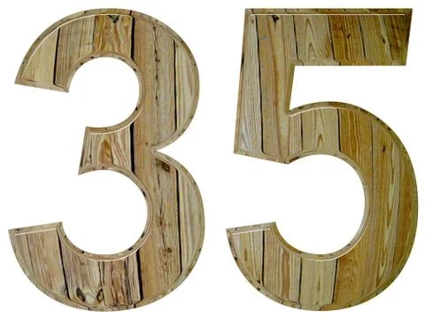 Numeral 35, thirty five, isolated on white background, 3d render Illustrazione stock