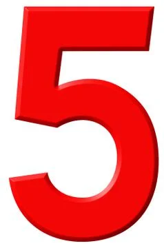 Numeral 5, five, isolated on white background, 3d render 스톡 일러스트