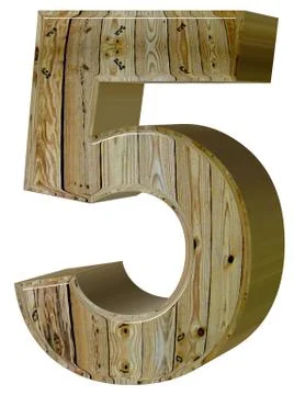 Numeral 5, five, isolated on white background, 3d render Stock Illustration