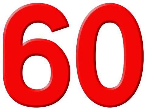 Numeral 60, sixty, sixty, isolated on white background, 3d render Illustrazione stock