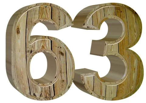 Numeral 63, sixty three, isolated on white background, 3d render Stockillustratie