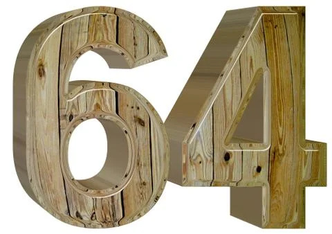 Numeral 64, sixty four, isolated on white background, 3d render 스톡 일러스트