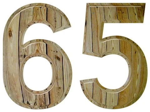 Numeral 65, sixty five, isolated on white background, 3d render 스톡 일러스트