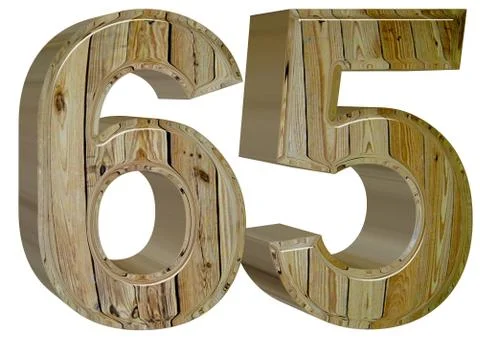 Numeral 65, sixty five, isolated on white background, 3d render Illustrazione stock