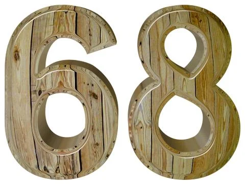 Numeral 68, sixty eight, isolated on white background, 3d render Stock Illustration