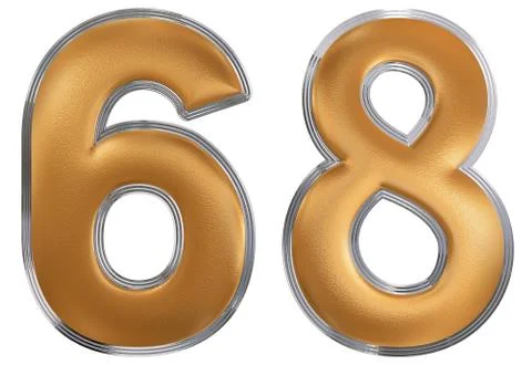 Numeral 68, sixty eight, isolated on white background, 3d render Stock Illustration