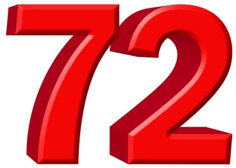 Numeral 72, seventy two, isolated on white background, 3d render Stock Illustration