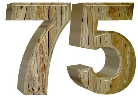 Numeral 75, seventy five, isolated on white background, 3d rende Stock Illustration