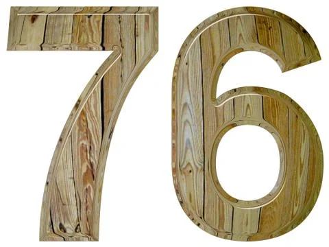 Numeral 76, seventy six,, isolated on white background, 3d render Stockillustratie