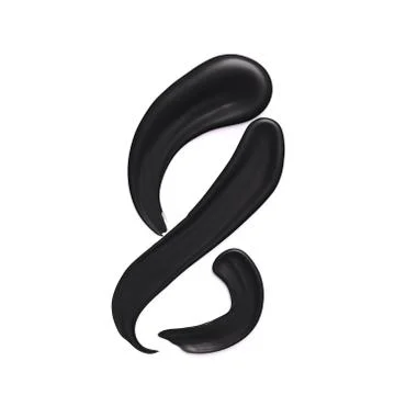 Numeral 8.  Black liquid smear number Eight isolated on white background. 3d  Stock Illustration