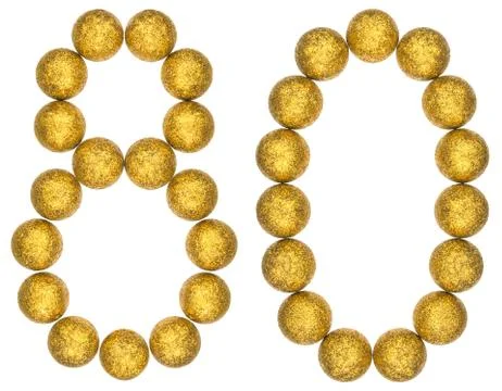 Numeral 80, eighty, from decorative balls, isolated on white background Stock-Fotos