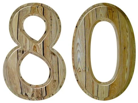 Numeral 80, eighty, isolated on white background, 3d render Stock Illustration