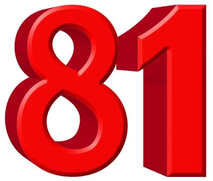 Numeral 81, eighty one, isolated on white background, 3d render Stockillustratie