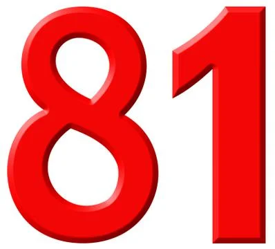 Numeral 81, eighty one, isolated on white background, 3d render 스톡 일러스트