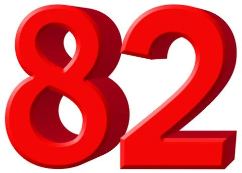 Numeral 82, eighty two, isolated on white background, 3d render 스톡 일러스트