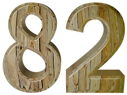 Numeral 82, eighty two, isolated on white background, 3d render Stockillustratie