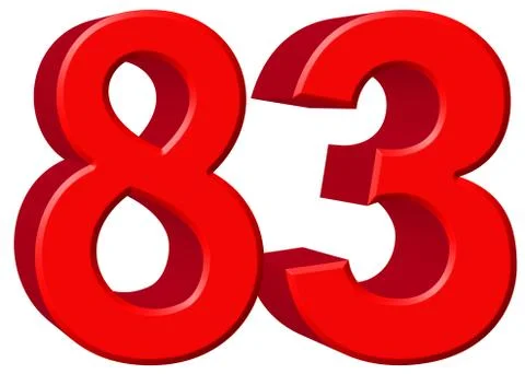 Numeral 83, eighty three, isolated on white background, 3d render 스톡 일러스트